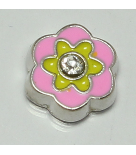 Charm bloem roze/geel